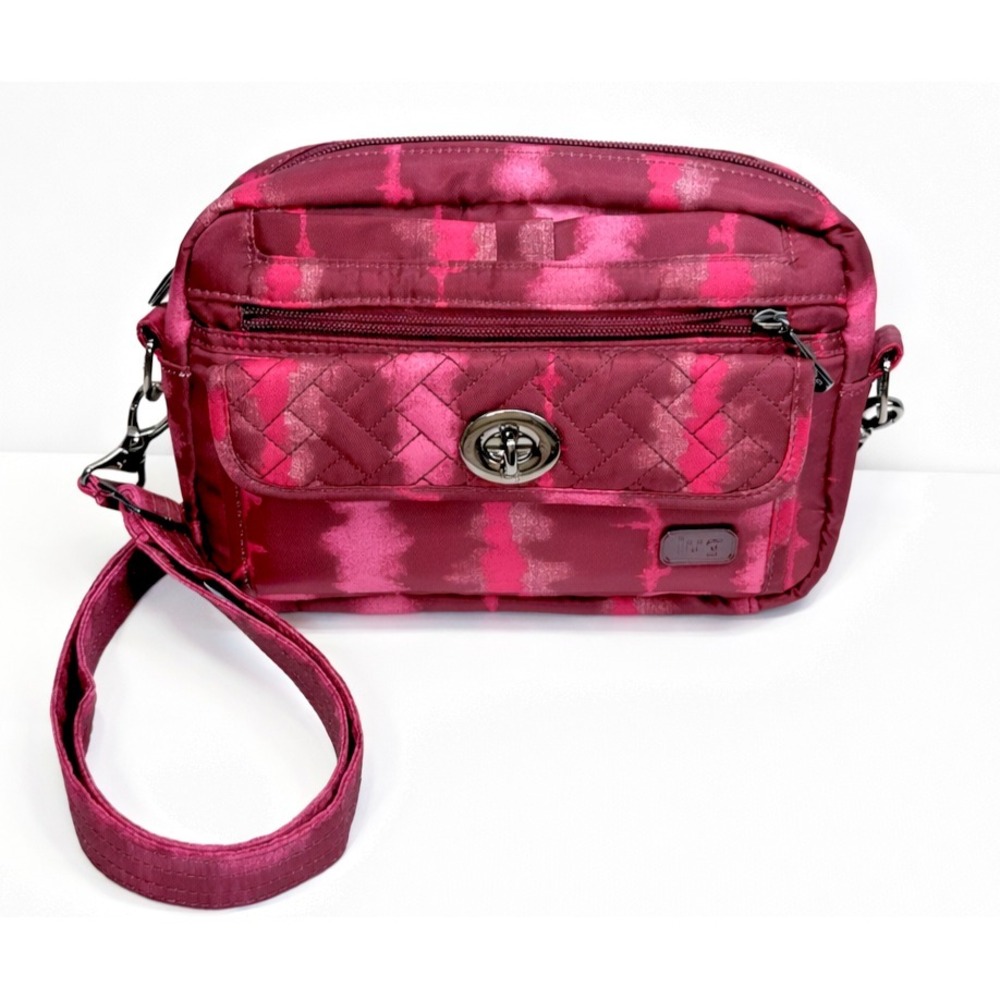LUG Switch Crossbody Convertible Belt Bag  Shibori Wine Pink-New-Lots of Pockets